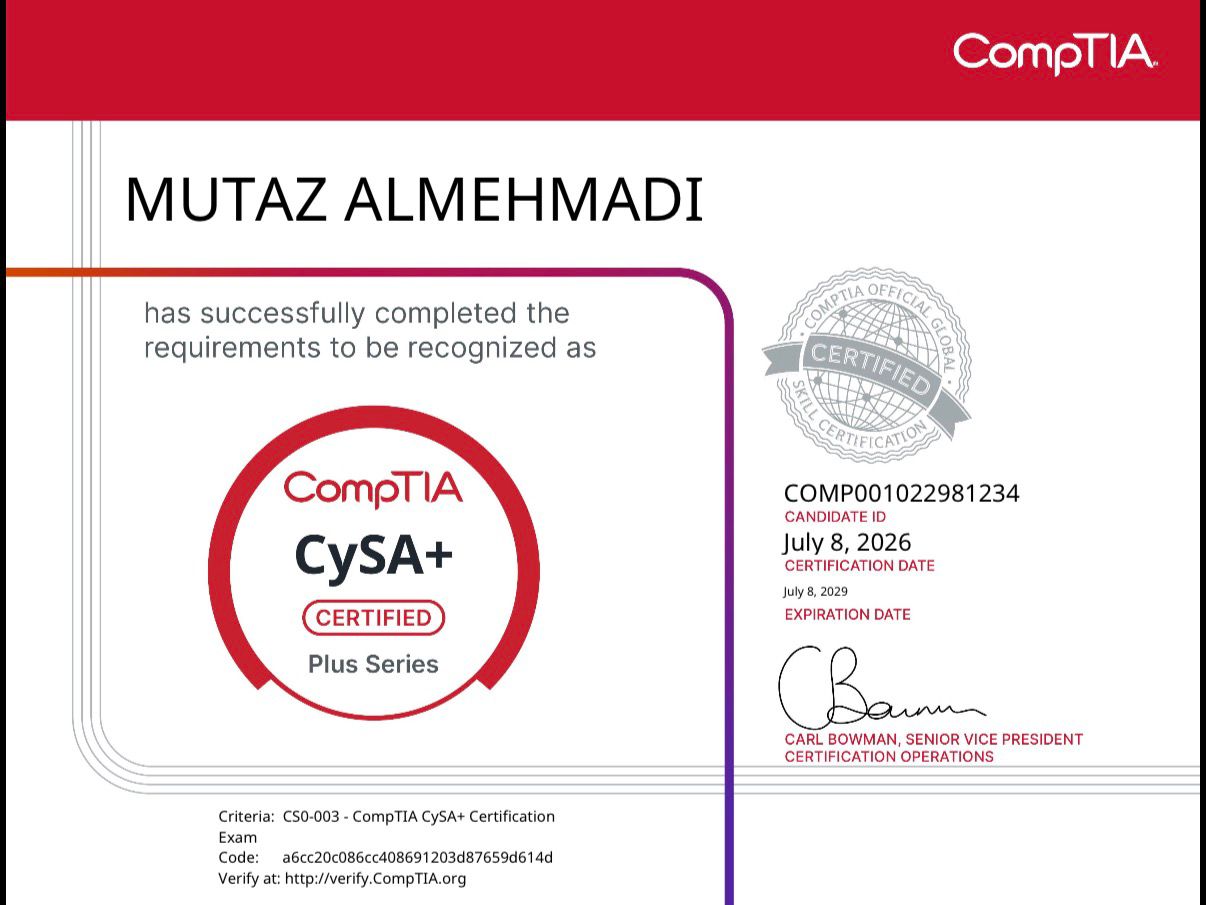 CompTIA CySA+ Certificate
